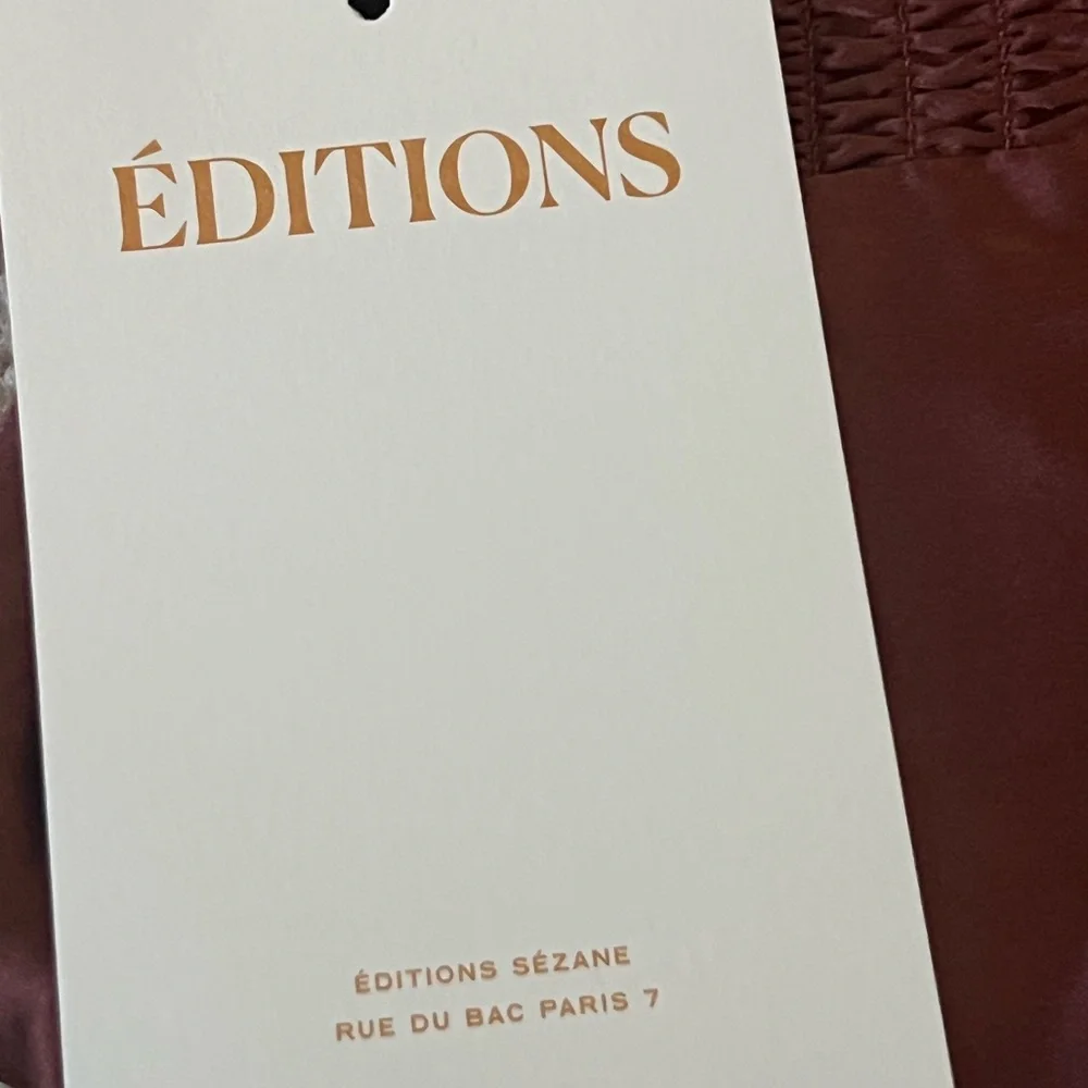 Sezane Editions 100% Silk Pearlena Top in Cacao Mahogany Brown NWT US 4 - Picture 5 of 11